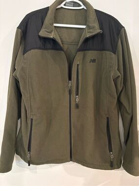 New Balance Olive Green Fleece Jacket with Black Yoke